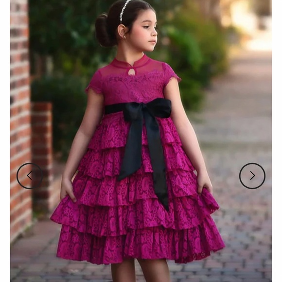 Trish Scully Other - Elegant Pink Lace Tiered Kids Dress